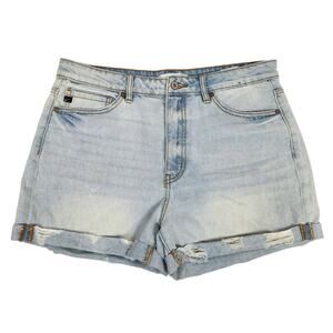 KanCan Women's Light Wash High Waist Cut Off Denim Jean Shorts Size 13 /30